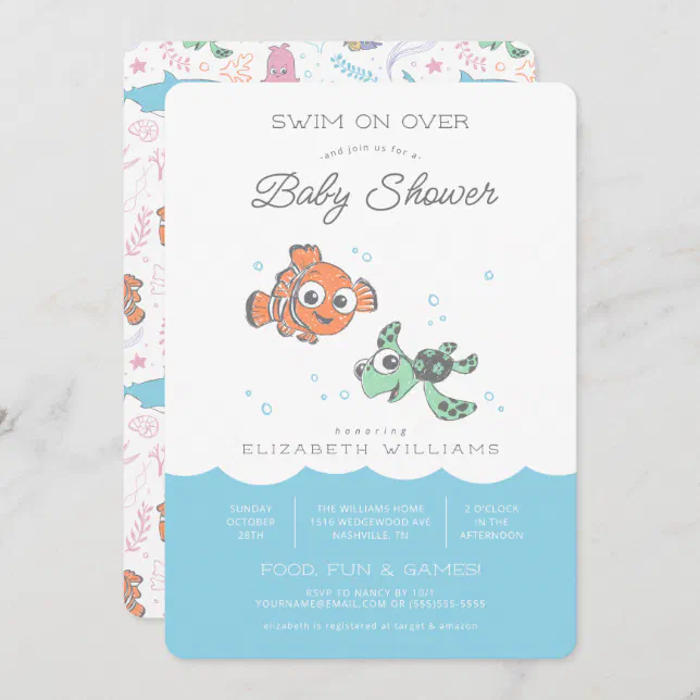 Nemo & Squirt Baby Shower Invitation