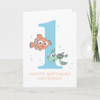 Nemo & Squirt First Birthday Card by FindingDory at Zazzle