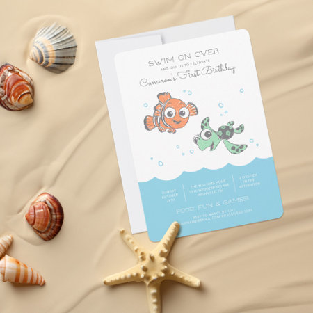 Nemo & Squirt First Birthday Invitation