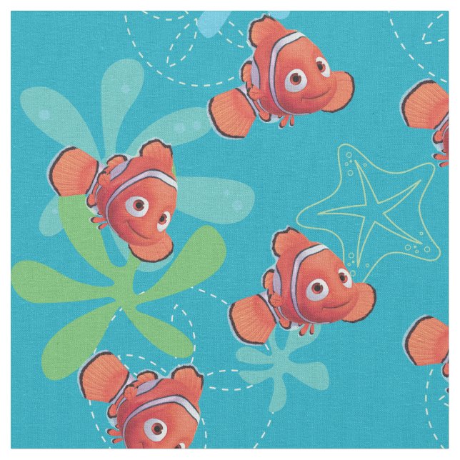 Nemo Teal Pattern Fabric (Close Up)