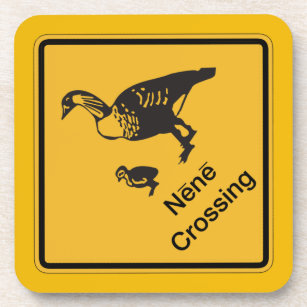 Nene Crossing, Traffic Warning Sign, Hawaii, USA Beverage Coaster