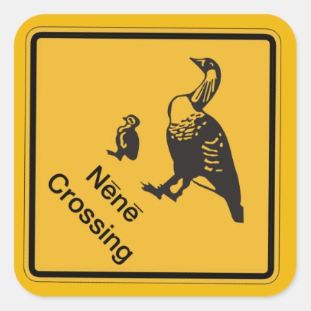 Nene Crossing, Traffic Warning Sign, Hawaii, Usa Square Sticker
