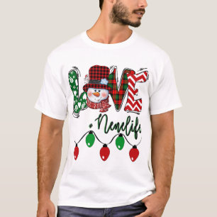 Nene Snowman Love Nene Life Christmas Red Plaid T-Shirt