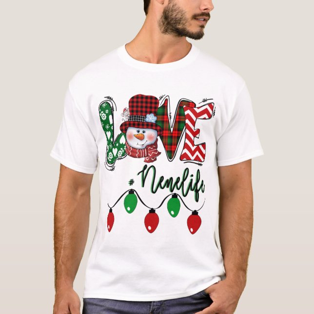 Nene Snowman Love Nene Life Christmas Red Plaid T-Shirt (Front)