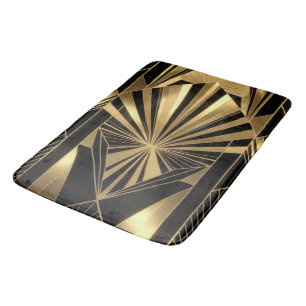 Neo Art Deco Black Gold Geometric Gatsby Bath Mat