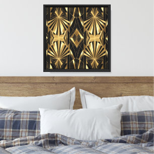 Neo Art Deco Black Gold Geometric Gatsby  Canvas Print