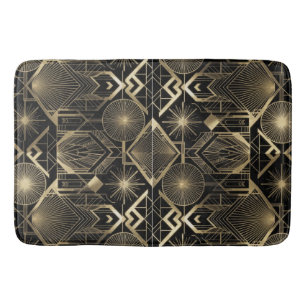 Neo Art Deco Black Gold Geometric Vintage Gatsby  Bath Mat
