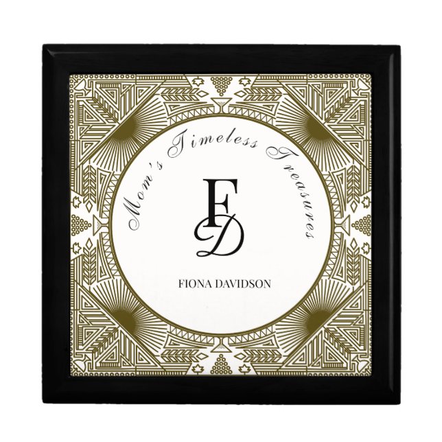 Neo Art Deco Gold Personalized Keepsake Gift Box (Front)