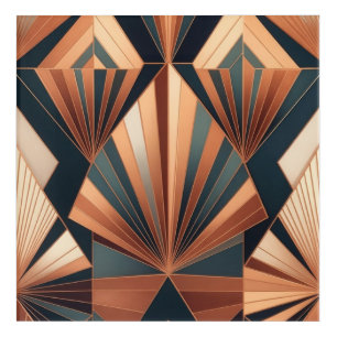 Neo Art Deco Teal Copper Geometric Sunburst