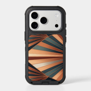 Neo Art Deco Teal Copper Geometric Sunburst iPhone 17 Pro Case