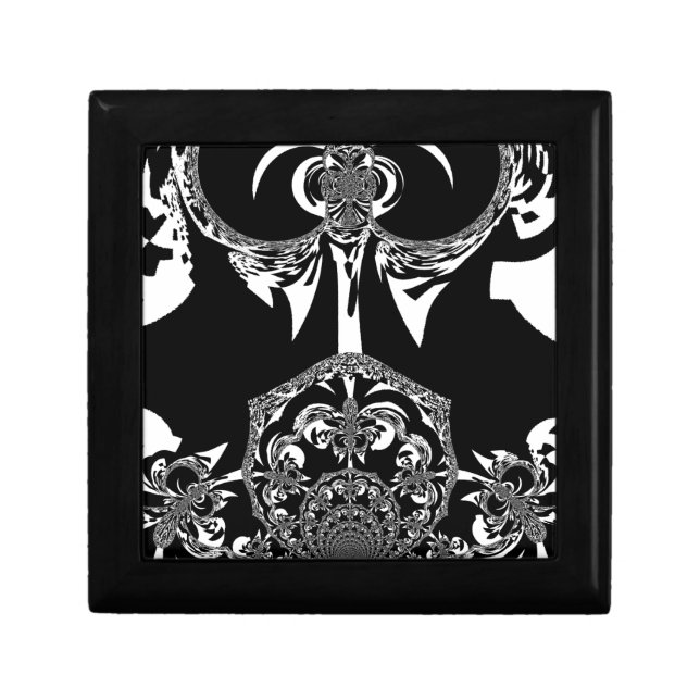 Neo-Baroque Noir Abstract Minimalist Designer Blac Jewelry Box (Front)