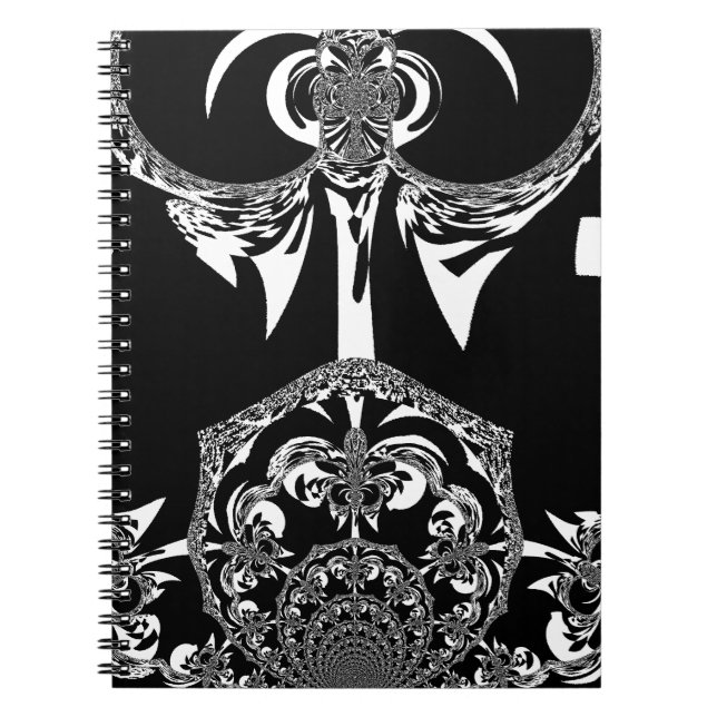 Neo-Baroque Noir Abstract Minimalist Designer Blac Notebook (Front)