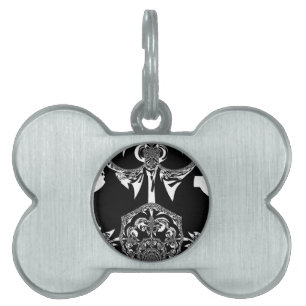Neo-Baroque Noir Abstract Minimalist Designer Blac Pet ID Tag