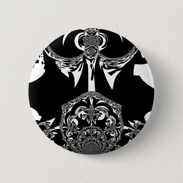 Neo-Baroque Noir Abstract Minimalist Designer Blac Pinback Button (Front)