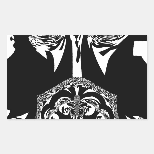 Neo-Baroque Noir Abstract Minimalist Designer Blac Rectangular Sticker (Front)