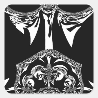 Neo-Baroque Noir Abstract Minimalist Designer Blac Square Sticker
