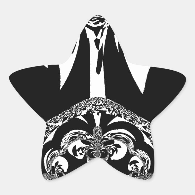 Neo-Baroque Noir Abstract Minimalist Designer Blac Star Sticker (Front)