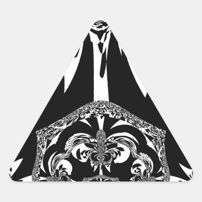 Neo-Baroque Noir Abstract Minimalist Designer Blac Triangle Sticker (Front)
