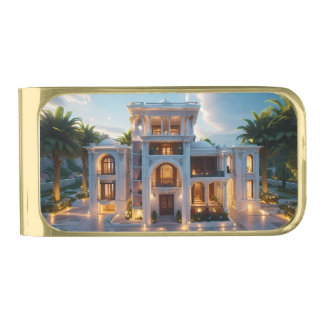 Neo-Classical Dream Palace | AI-Reimagined Gold Finish Money Clip