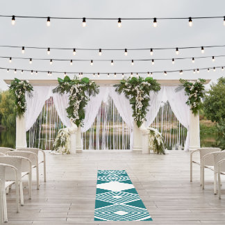 Neo-Deco Diamond Grid Teal Outdoor Rug