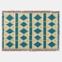 Neo-Deco Triangle Grid Teal Throw Blanket
