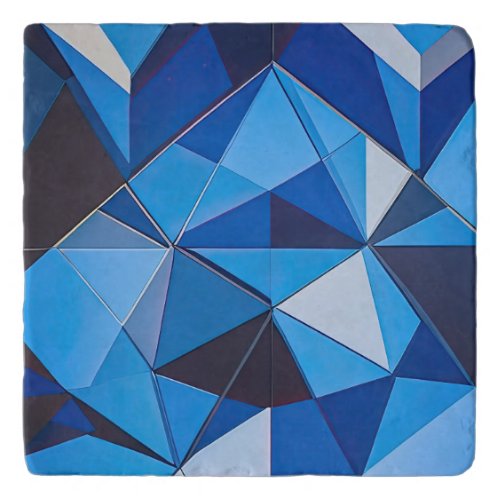 NEO GEO TRIANGLES IN BLUE TRIVET