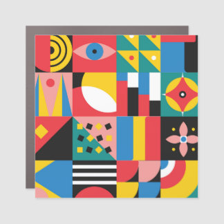 Neo Geometric Colorful Shapes Illustration Car Magnet