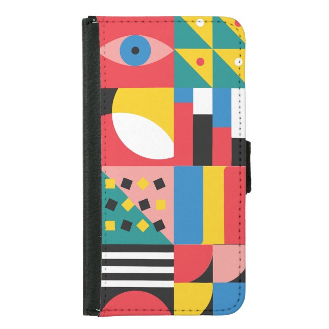 Neo Geometric Colorful Shapes Illustration Samsung Galaxy Wallet Case (Front)