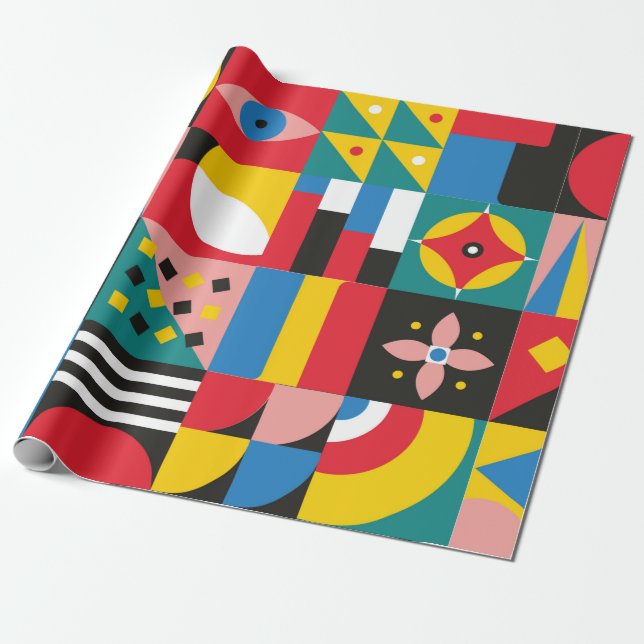 Neo Geometric Illustration. Geometric shapes and p Wrapping Paper (Unrolled)
