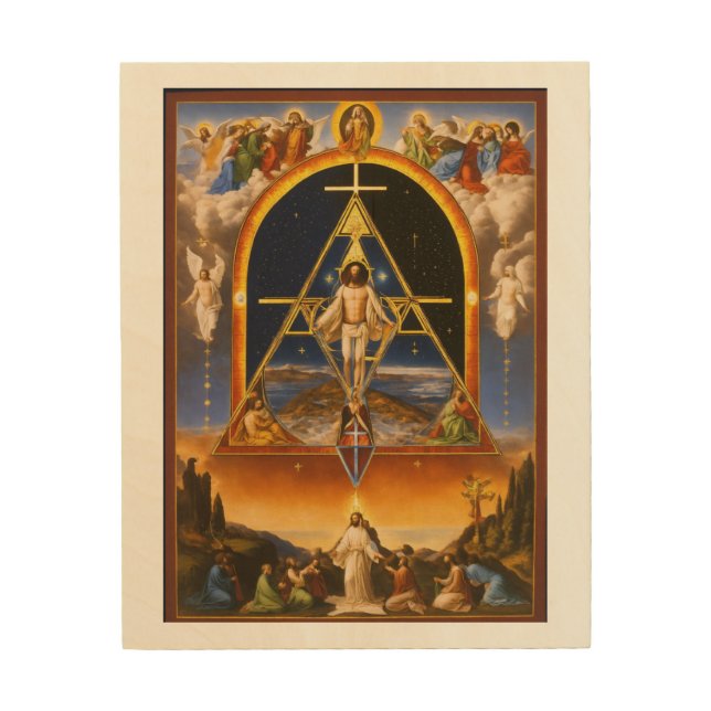 Neo Gnostic holy trinity with human Mind represent Wood Wall Art (Front)