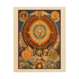Neo gnostic holy trinity with human Mind represent Wood Wall Art