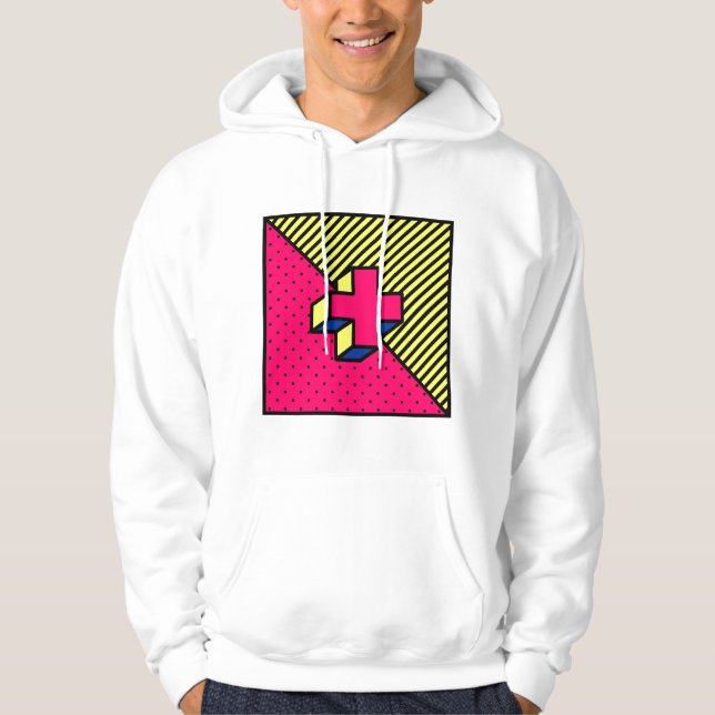 Neo Memphis Cross /Plus Sign Motif Hoodie (Front)