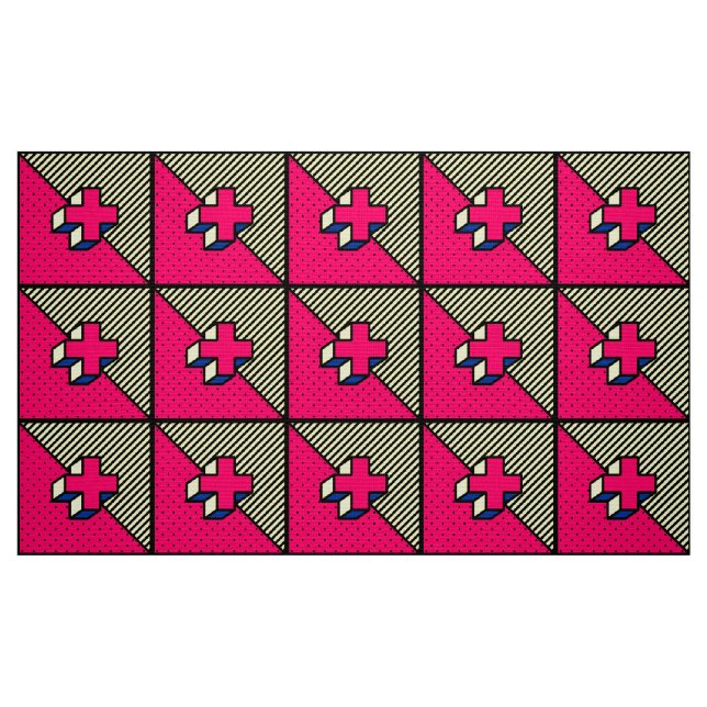 Neo-Memphis Patch Pattern - Cross/Plus sign Fabric (Fat Quarter)