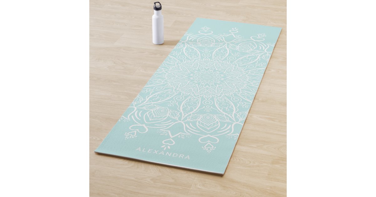 Neo Mint Beautiful Mandala Personalized Boho Yoga Mat, Zazzle