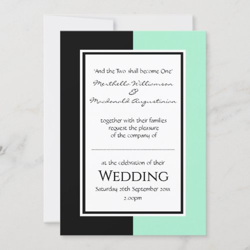 Neo Mint Black Personalized WEDDING Invitation