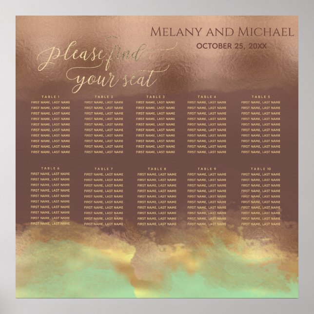 Neo mint cinnamon rose gold foil watercolor poster (Front)