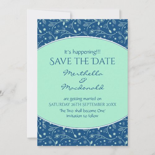 NEO MINT CLASSIC BLUE Its Happening Modern Floral Save The Date