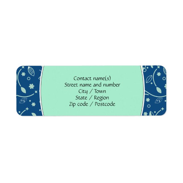 NEO MINT CLASSIC BLUE Modern Floral Personalized Label (Front)