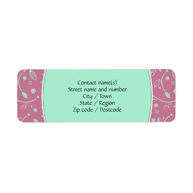 NEO MINT DUSKY PINK Floral Personalized Address Label (Front)