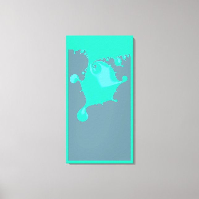 Neo Mint Fractal Wet Paint Drip Minimal Abstract Canvas Print (Front)