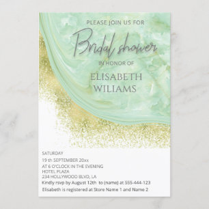Neo mint gold marble agate calligraphy invitation