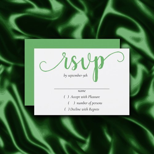 Neo Mint Green Script  Trendy Calligraphy Party RSVP Card