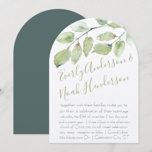 Neo Mint Greenery Typography Fall Wedding Invitation
