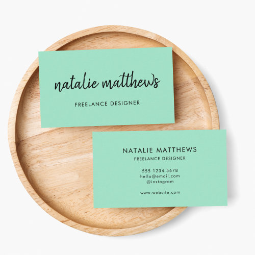 Neo Mint | Minimalist Modern Stylish Handwritten Business Card