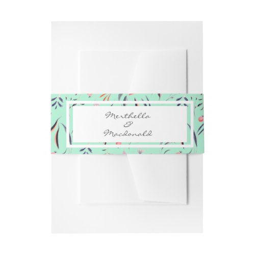 NEO MINT Personalized Floral WEDDING Invitation Belly Band