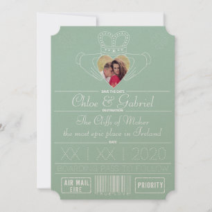 Neo-Mint Save the Date Claddagh Photo Frame