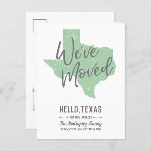 Neo Mint Weve Moved _ Texas Announcement Postcard