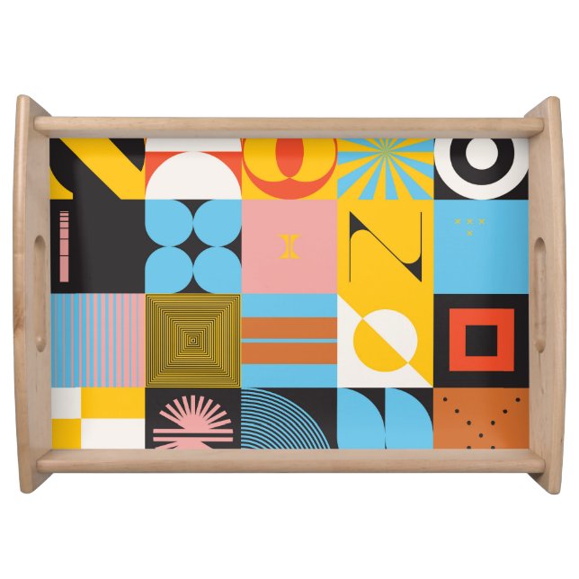 Neo-Modern Abstracts: Geometric Jazz Serving Tray (Front)