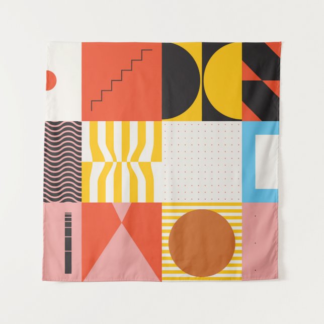 Neo Modernism artwork pattern made with abstract v Tapestry (Front)