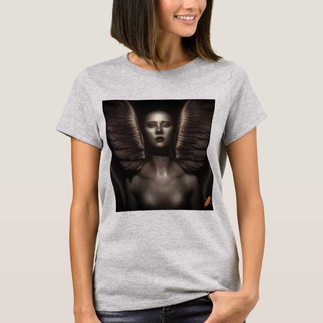 "Neo-Noir Seraph: A Mid-Century Terran Angel in th T-Shirt (Front)